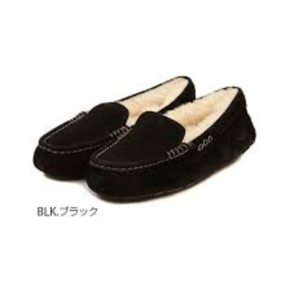 UGG Women's Black Ansley Suede Sherpa Slip-On Winter Moccasins Size 7
